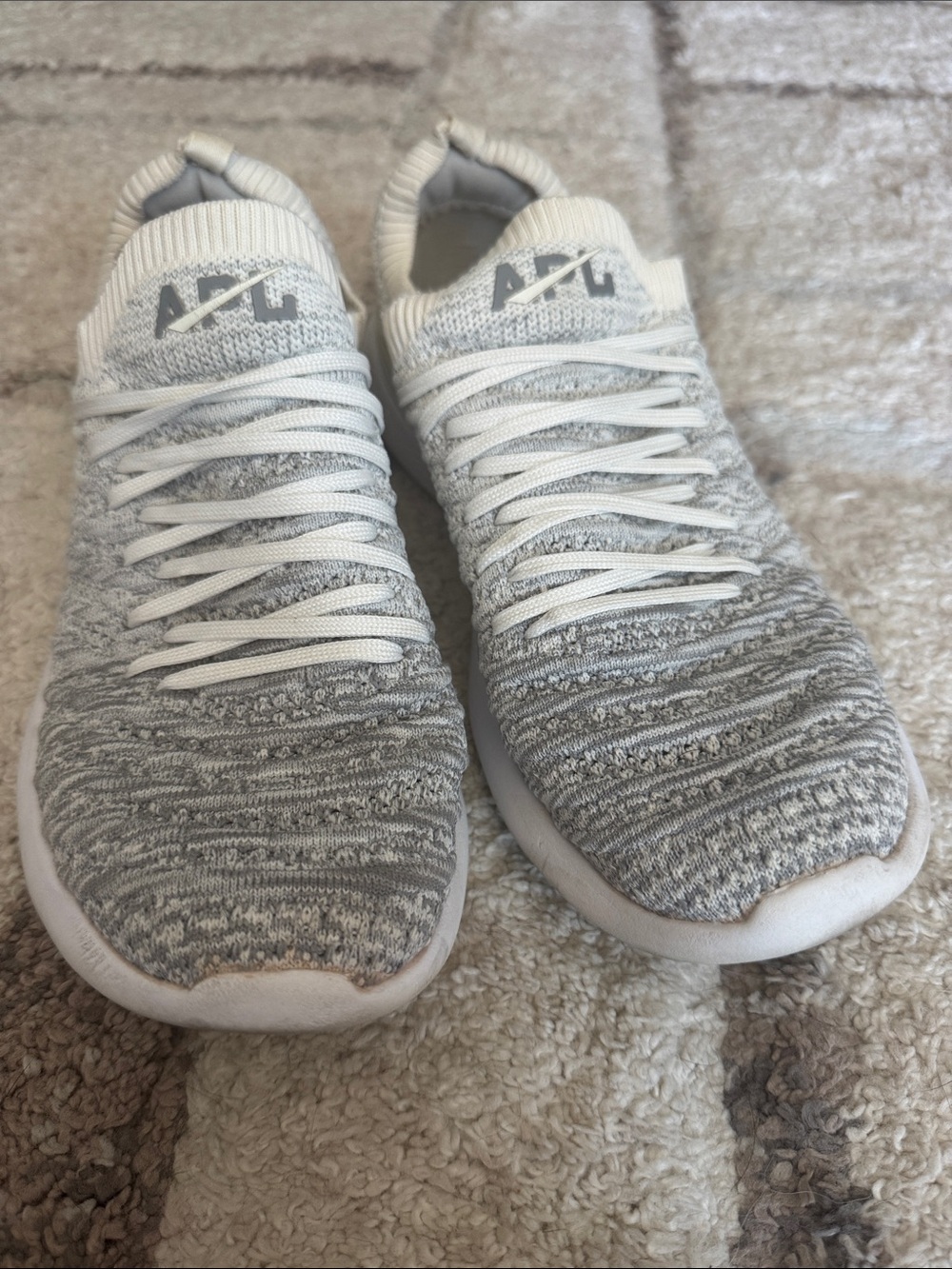 Knit APL Sneakers in Gray and White